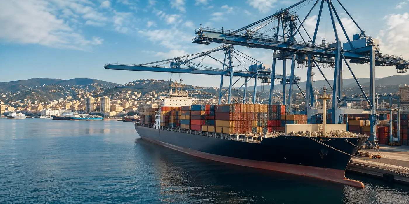 European commercial port and international cargo terminal