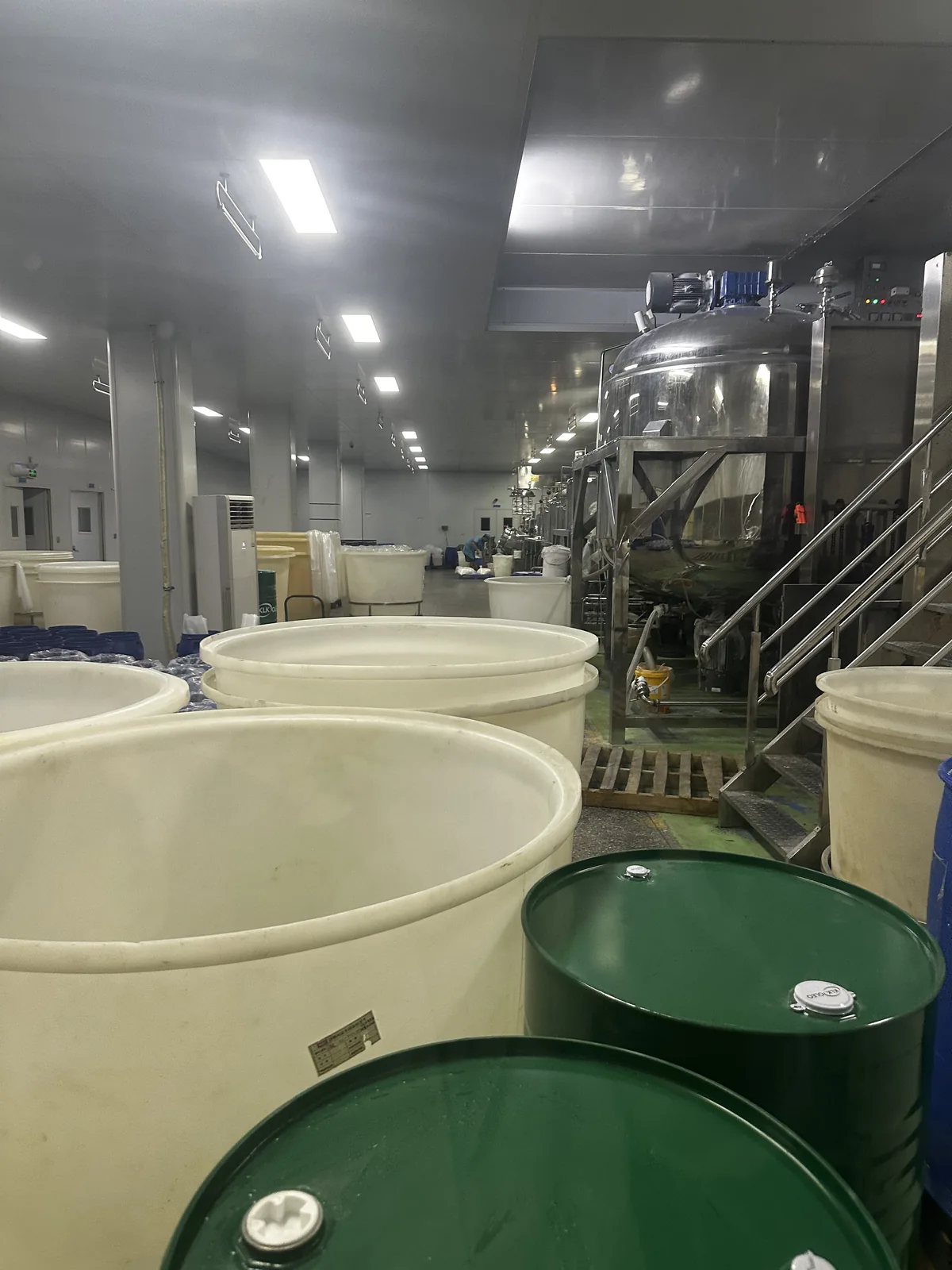 Cosmetic cream processing and mixing area at a Guangdong manufacturer
